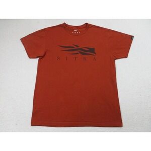 Sitka Shirt Mens Large Orange 100% Pima Cotton Logo Graphic Tee Hunting